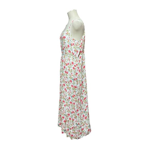 Lucky Brand Floral Print Maxi Sundress White Pink Blue Green XL - Picture 3 of 6